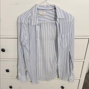 J. Crew Men's Light Blue and White Striped Shirt